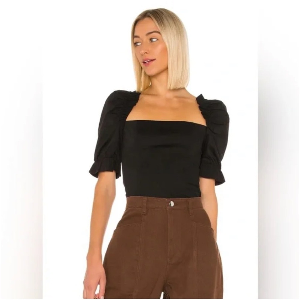 NWT LPA Black Puff Sleeves Gemma Top‎
